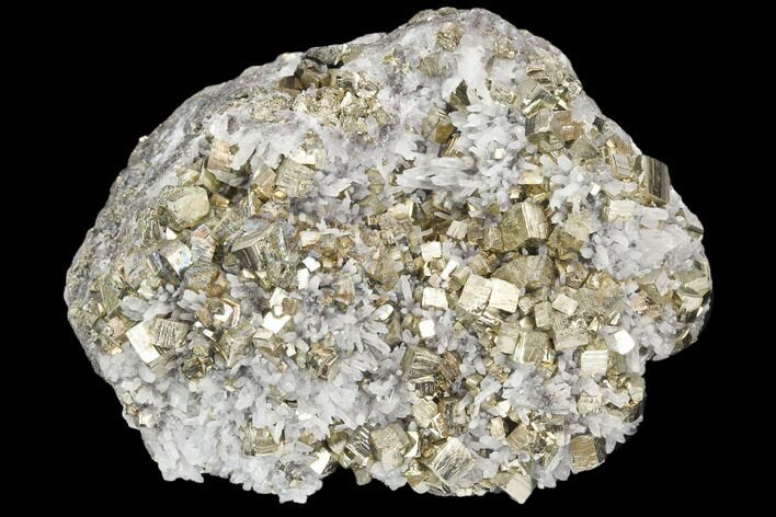 Gleaming Cubic Pyrite & Quartz Crystal Association - Peru #126610
